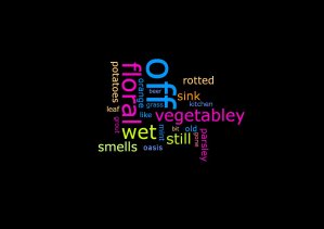 Smell word cloud from bioLeeds one of the initial smell tests