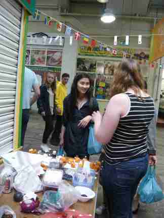 Jo Galloway talks to the public about smells at Leeds Market 2014